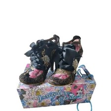 Irregular Choice Abigail's 3rd Birthday Womens Heeled Boots Size UK 6 Black Gold