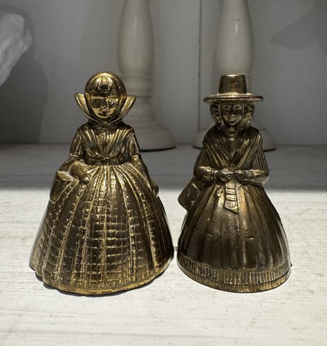 Two antique brass lady - antique,