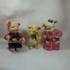 Pig Figurine Ornament X3