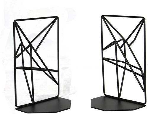 Geometric bookends black shelf - geometric,