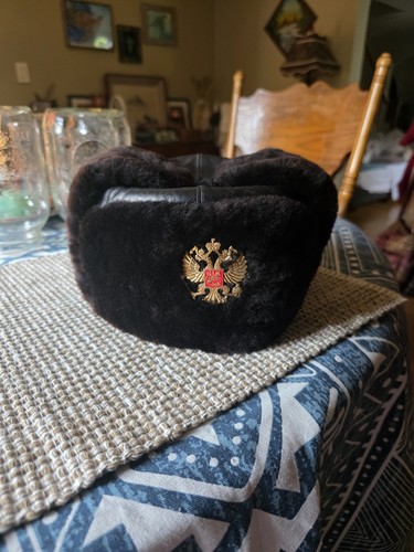 Ushanka russian hat black - russian,