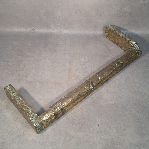 Antique brass fireplace fender - brass,