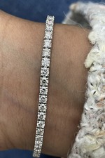 4.04 Ct  Natural Round Diamond Tennis Bracelet ,  8 Inches long -9k White Gold