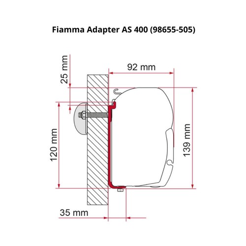 Fiamma awning adaptor 400 - fiamma,