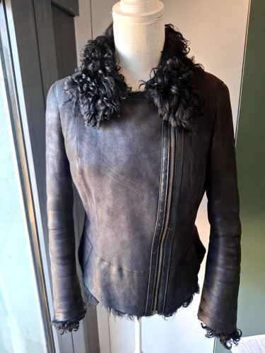 Black short shearling - black, coat