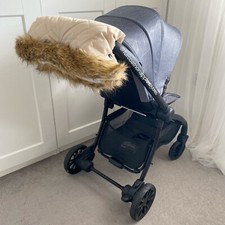 Universal Faux Fur Trim Pram Hand Muff / Mitts Stroller Hand Warmer Accessory