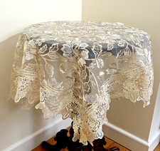 Medium 90cm Square Tablecloth, Lace Table Cloth Floral Embroidery Doily