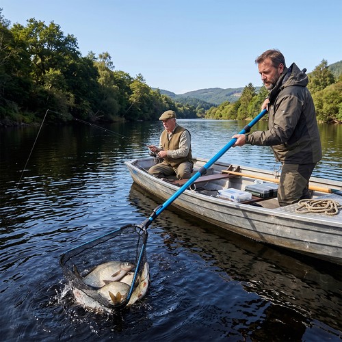 Folding fishing pole landing - pole,