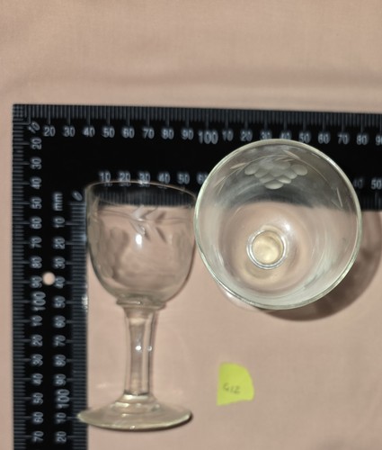 Vintage etched wine - glass, with