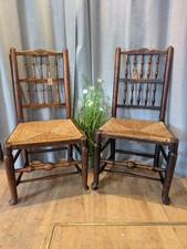 Antique pair of Rush-Seat Oak