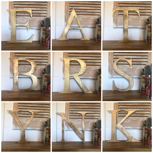 Gold metal letters numbers - gold,