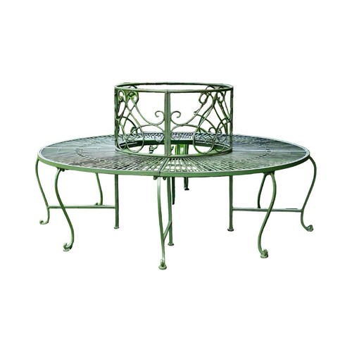 Tree bench green - metal, french