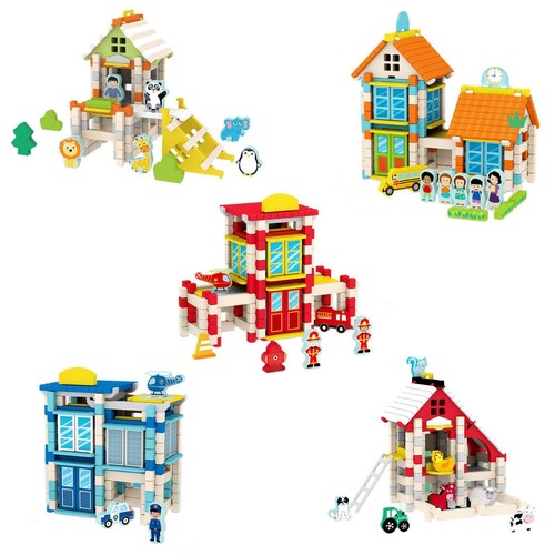 Wooden house building playset - house,