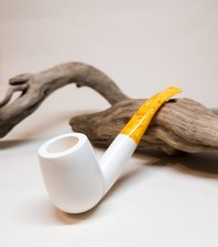 BEAUTIFUL!!! LUBINSKI MEERSCHAUM BLOCK WITH CASE HALF BENT BILLARD-- NEW--