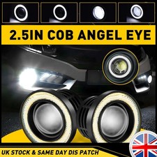 2.5" Car LED Fog Light Projector Driving Lamp COB Angel Eye Halo Ring DRL White