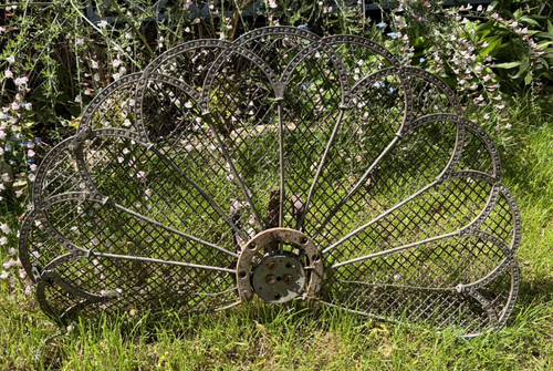 Antique c1862 peacock fan fire - antique,