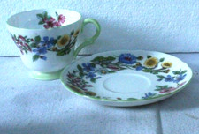 SHELLEY PORCELAIN cup & saucer  COLOURFUL FLOWERS