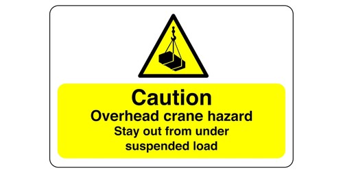 Caution overhead crane hazard