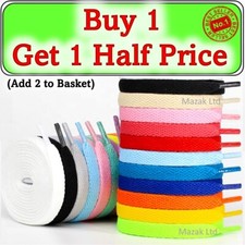 Flat Shoe Laces Boots Trainers Skate Football Coloured Shoelaces Adult Kids