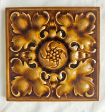 GORGEOUS PILKINGTON MAJOLICA  FLORAL ANTIQUE  6 INCH TILE