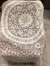 Circular Vintage  Machine Lace Tablecloth  62 " (G)