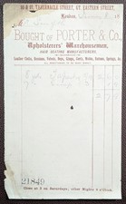 1895 Porter & Co Upholsterers Tabernacle Street Great Eastern St London Invoice