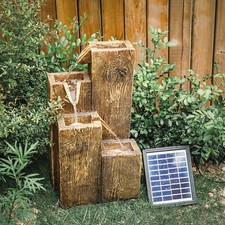 Natural Slate Garden Water Feature Outdoor LED Fountain Waterfall Electric/Solar