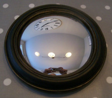 ANTIQUE DESIGN BLACK ROUND PORTHOLE CONVEX WITCHES FISHEYE MIRROR BLACK FRAME