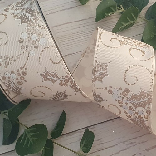 Wired gold ivory holly - wired,