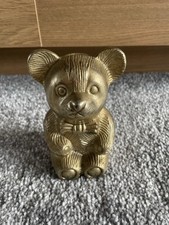 Vintage Brass Teddy Bear Moneybank Ornament