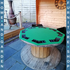 Poker Table 8 Players Foldable Cup Holder Heavy Duty Chip Trays Octagonal Green