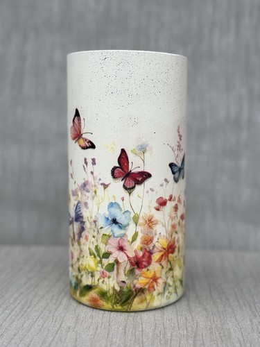 Butterflies and flowers - and, glass