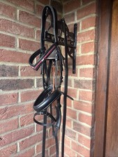 Black Leather Full Size Bridle with Flash Nose Band with Reins Used