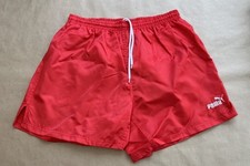 Vintage Puma Shiny Nylon Shorts Glanz Sprinter Running Red Football D8 30-36”