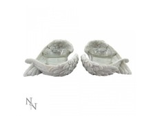 Set Of 2 Angel Wings Tea Light Candle Holder Feathered Wings Memorial Ornaments.