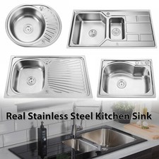 Stainless Steel Kitchen Sink Commercial Catering Single Double Bowl Drainer Kit