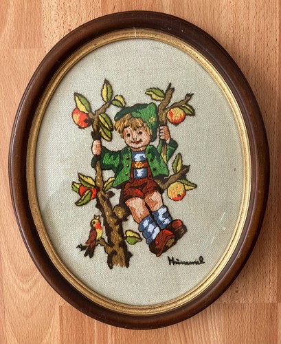 Vintage large wooden oval wall - oval,