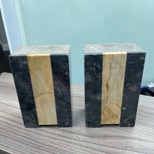 Antique Marble Clock Garnitures Art deco Style yellow grey black  fawn colour