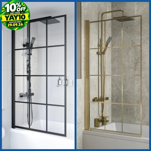 Modern grid bath - shower, screen