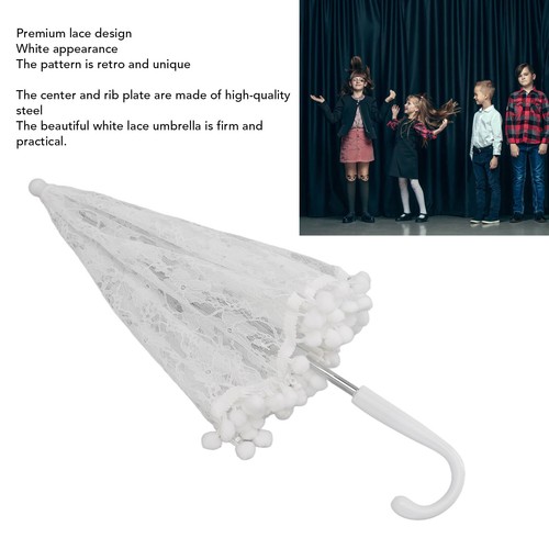 White lace parasol umbrella - —white,