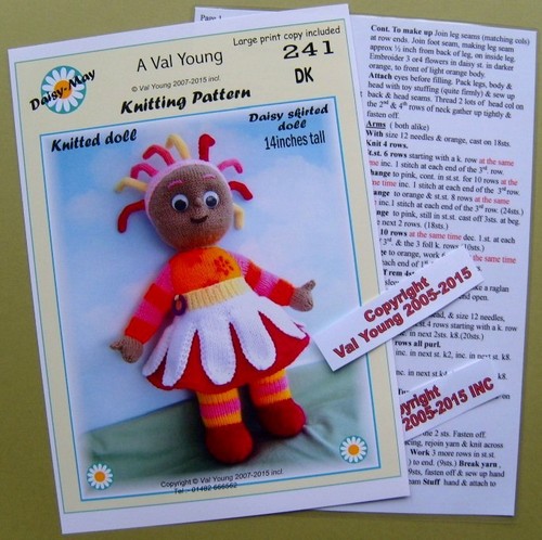 Daisy dolls knitting pattern - daisy, +