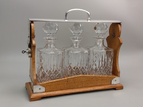 Antique oak tantalus with - antique,