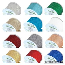 63mm Wide Glitter Sparkle Wired Edge Ribbon Eleganza 13 colours PER METER 