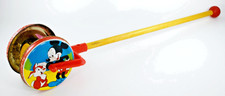 VINTAGE CHILTERN PUSH ALONG MICKEY MOUSE ROLLER CHIME TOY SALESMAN SAMPLE c1960