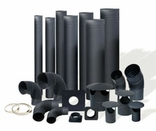 BLACK STEEL FLUE LINER PIPES BENDS RAIN CAPS WALL BRACKETS for stoves - CHIMNEY