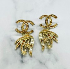 Auth CHANEL CC Star Rhinestone Pendant Earrings - Pre owned / LX5804