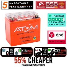 Atom Advanced 12N7-BS Gel Motorcycle Battery YB7-A for Peugeot Elystar 150 04-07