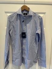 Hackett ‘Kent’ Slim Fit Party / Formal Shirt Blue With Geometric Pattern Slim S