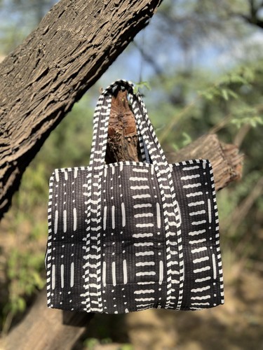 Handmade quilted cotton tote - handmade,