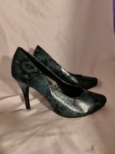 Graceland Size 40 EU (7 UK) Taupe Green Snakeskin High Heeled Shoes New No Tags